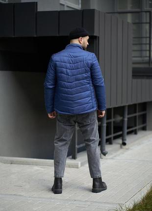 Удобная короткая куртка мужская весенняя осенняя стеганая синяя | демисезонные мужские куртки4 фото