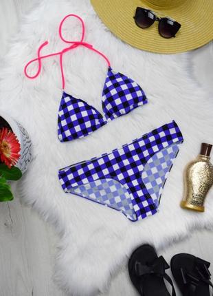 Раздельный купальник в шахматку треугольники фирменный bjorn borg