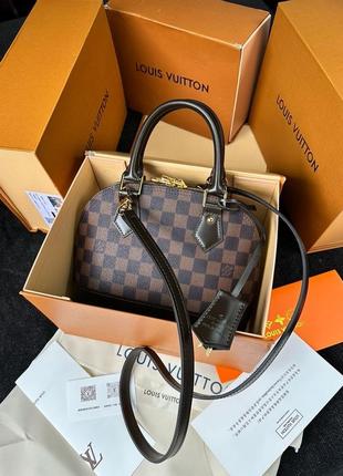 Класична міцна сумка жіноча louis vuitton  в коричневому кольорі на застібці  луї вітон натуральна преміум шкіра