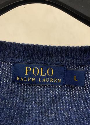 Шерстяной свитер джемпер бренда polo ralph lauren синий4 фото