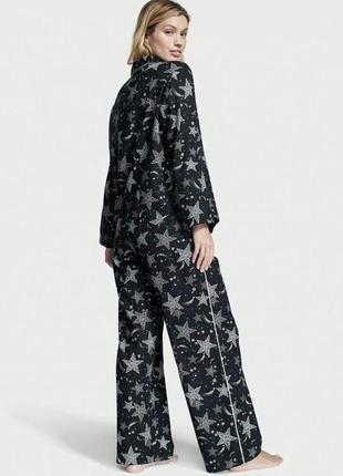 Фланелева піжама flannel long pj set black stars, victoria’s secret3 фото