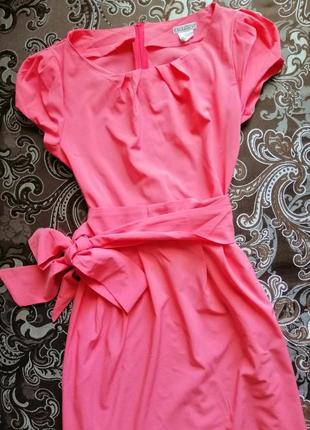 Персиковое яркое длинное платье в пол с поясом коротким рукавом катоновое новое5 фото