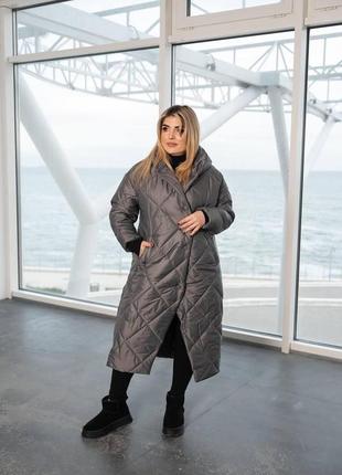 Женское зимняя длинная куртка плащевка на синтепоне 250 размеры батал2 фото