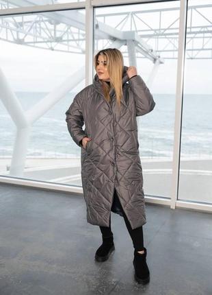 Женское зимняя длинная куртка плащевка на синтепоне 250 размеры батал3 фото