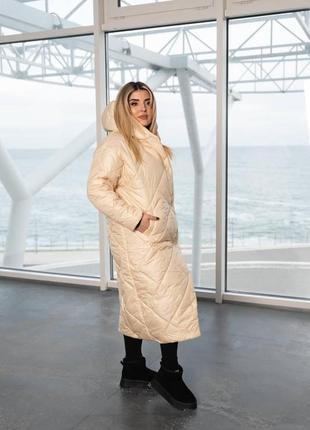 Женское зимняя длинная куртка плащевка на синтепоне 250 размеры батал7 фото