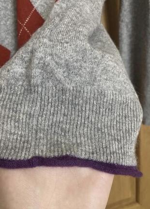 Шикарный кашемировый джемпер пуловер по фигуре в клетку аргайл 44-46 р4 фото