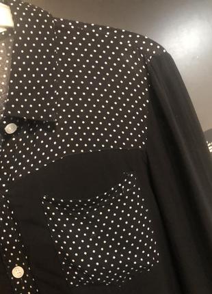 Сорочка чорна з вставками в білий горошок3 фото