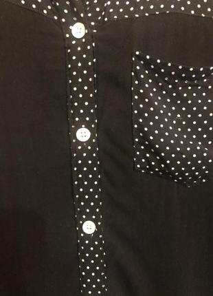 Сорочка чорна з вставками в білий горошок5 фото