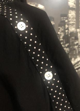 Рубашка чёрная с вставками в белый горошек7 фото