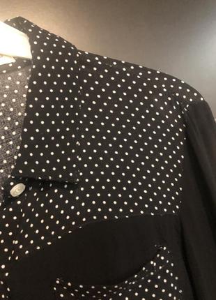 Сорочка чорна з вставками в білий горошок8 фото