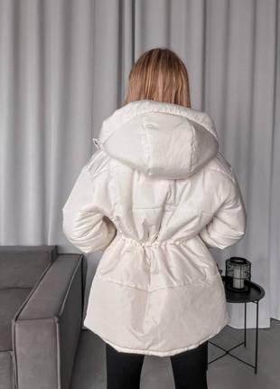 Зимняя куртка пуховик с капюшоном на молнии и затяжках плащевка “канада”, утеплитель силикон 250, качественная подкладка6 фото