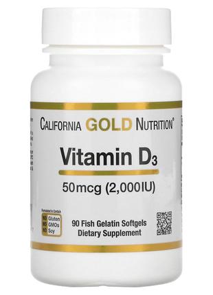 California gold nutrition витамин d3 50 мг 2000 мо 90 капсул из рыбьего желатина д3 cgn-01179