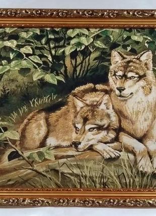 Гобеленовая картина "волки"1 фото
