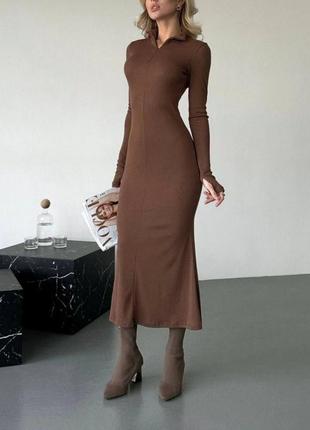 Платье миди на молнии в рубчик🔥