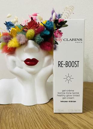 Оригинал крем гель тикирующий для лица clariнс re-boost healthy glow tinted gel-cream