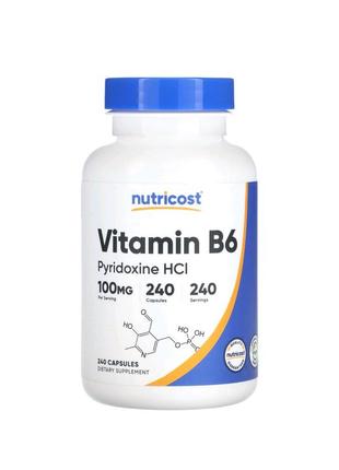 Nutricost витамин в6 100 мг - 240 капсул / сша