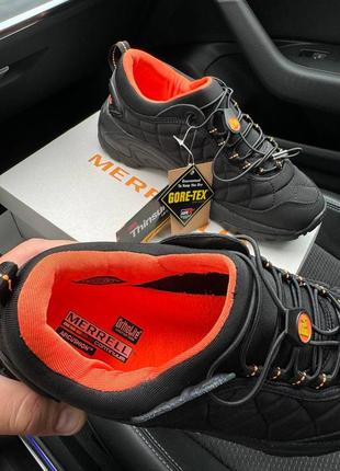 Кроссовки термо зимние merrell ice cap moc 2 gore tex all black orange5 фото