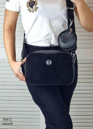 🖤 жіночий невеликий замшевий клатч крос боді з гаманцем3 фото
