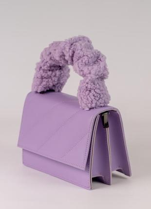 Жіноча сумка фіолетова сумочка сумка фіолетовий клатч з хутром з ручкою