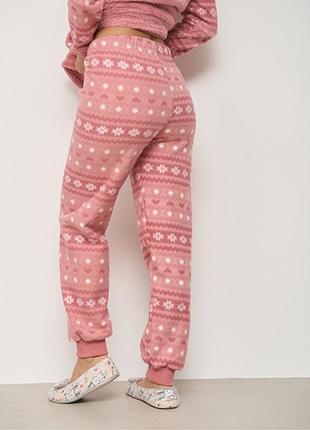 Піжама жіноча штанами новорічна на флісі 146233 фото