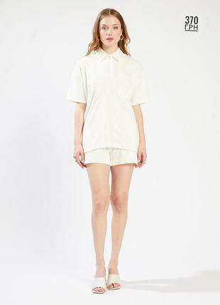 Рубашка на короткий рукав молочная плюшевая