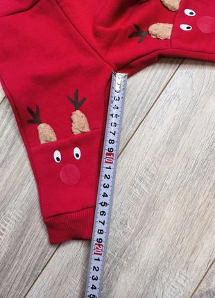 Штани утеплённые з оленями на 3-6м  новогодние штаны5 фото