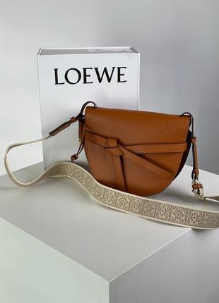 Сумка premium loewe gate small leather and jacquard shoulder bag brown