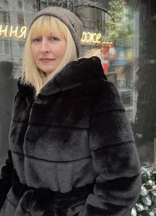 Шубка женская стильная из эко меха под шиншиллу