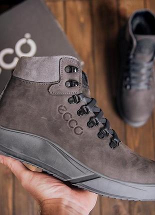 Мужские зимние кожаные ботинки olgen grey style4 фото