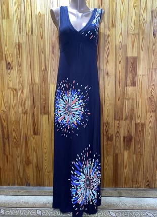 Длинное чёрное платье,сарафан,принт