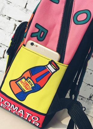 Рюкзак городской школьный, pop art кетчуп new 2020 розовый9 фото