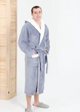 Чоловічий турецький махровий халат з капюшоном1 фото