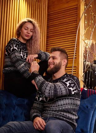 ❄️🎄 праздничный новогодний свитер с оленями женский и мужской7 фото