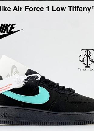 Жіночі кросівки nike air force 1 low tiffany & co  чорні з бірюзовим