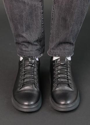 Ботинки кожаные байка черные9 фото