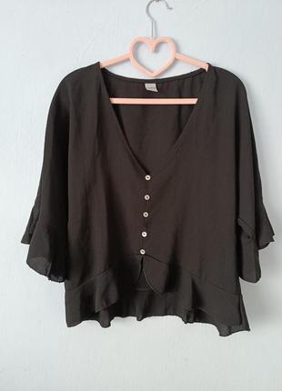 Розпродаж ❗теріновий продаж сорочка блуза блузка базова класична низька ціна чорна