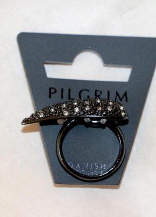 Набор: серьги и кольцо гематитовое покрытие, кристаллы pilgrim дания4 фото