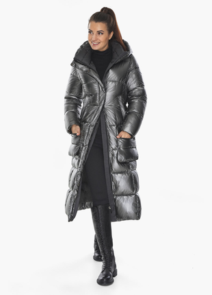 Жіноча німецька зимова куртка-воздуховик з капюшоном у кольорі темний пірит