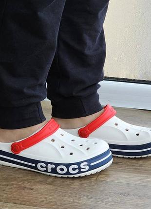 Кроксы белые тапочки croc$ шлёпанцы мужские женские6 фото