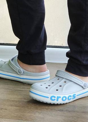 Кроксы серые тапочки croc$ шлёпанцы мужские2 фото
