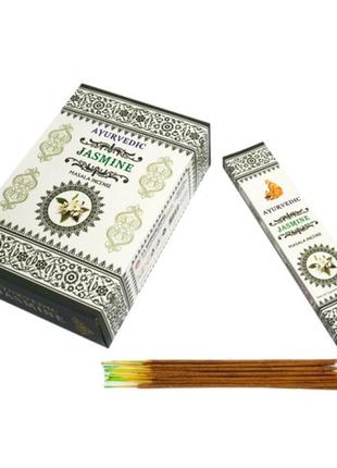 Ayurvedic jasmine (плоска пачка) 20 грам , ароматические палочки, натуральные палочки, благовония1 фото