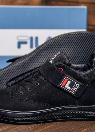 Чоловічі зимові черевики fila black4 фото