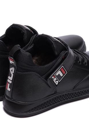 Чоловічі зимові шкіряні черевики fila black9 фото