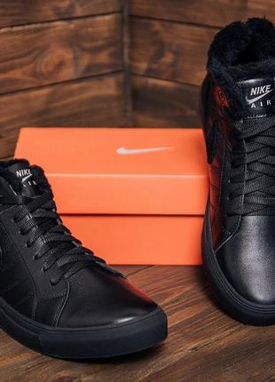 Мужские зимние ботинки nike black leather5 фото