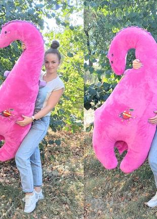 Мягкая игрушка подушка-обнимашка dinodream 160см, dreamtoys, dino160малин/фиол.