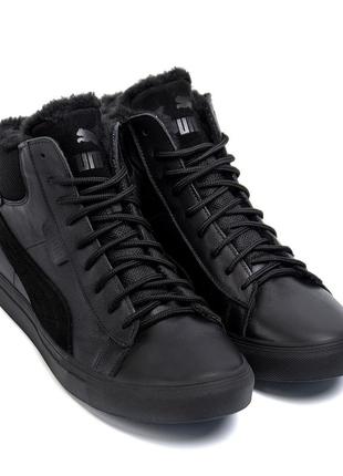 Мужские зимние ботинки pm black leather6 фото