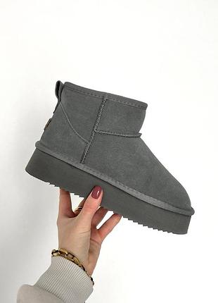 Жіночі уггі сірі на платформі ugg ultra mini platform grey