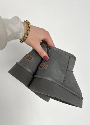 Жіночі уггі сірі на платформі ugg ultra mini platform grey
