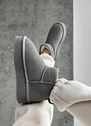 Жіночі уггі сірі на платформі ugg ultra mini platform grey