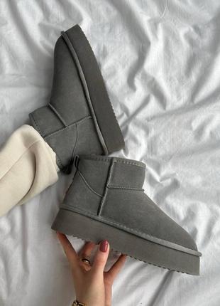 Жіночі уггі сірі на платформі ugg ultra mini platform grey